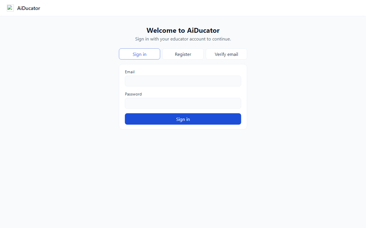 Registration screen